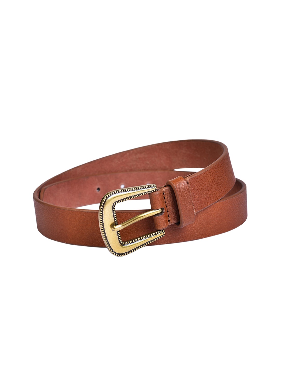 

Belwaba Women Tan Textured Leather Formal Belt