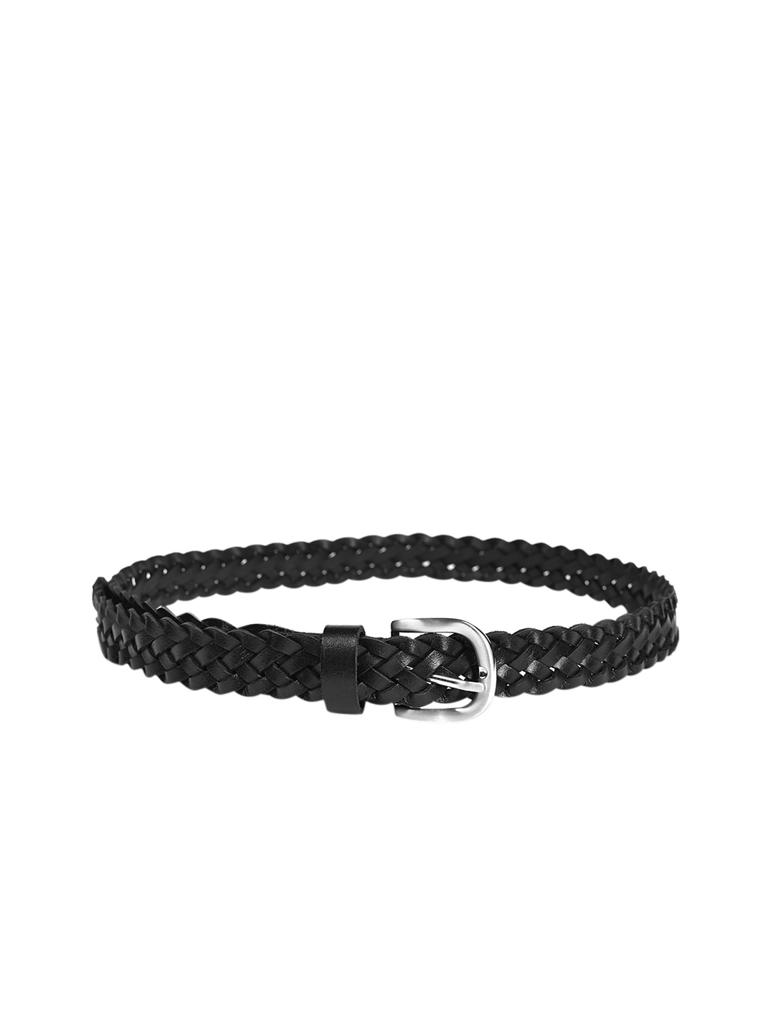 

Belwaba Women Black Braided Leather Belt