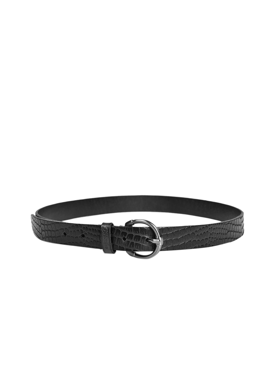 

Belwaba Women Black Textured Leather Formal Belt