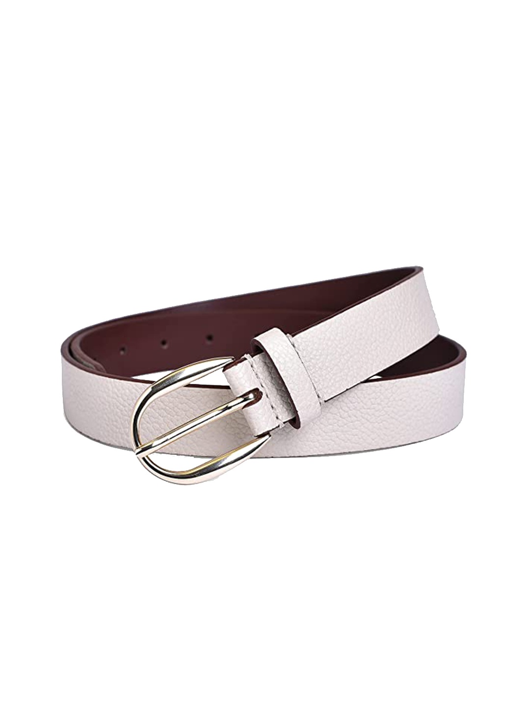 

Belwaba Women Off White Textured PU Belt