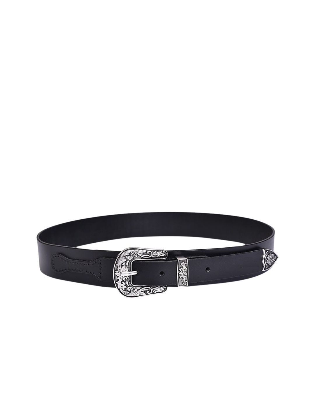 

Belwaba Women Black Solid Leather Belt