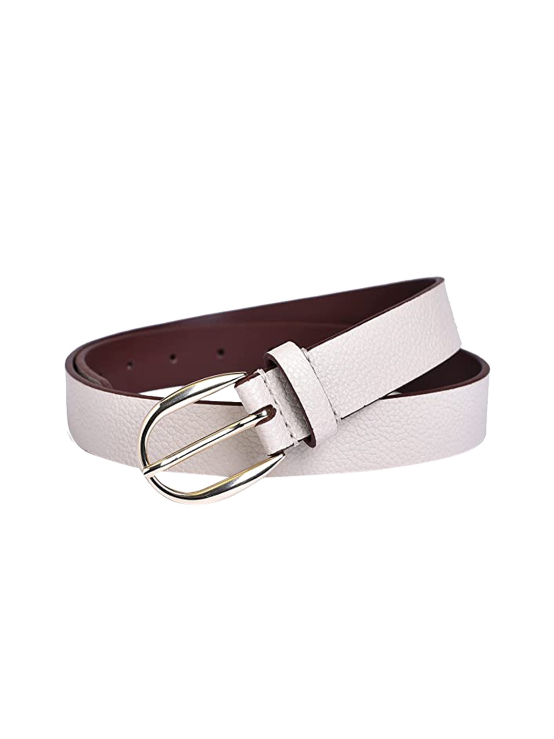 

Belwaba Women Off White Textured PU Belt