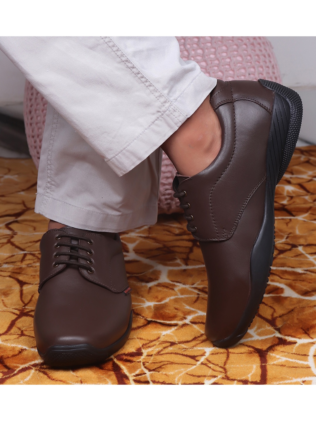 

Red Chief Men Brown Solid Leather Formal Derbys