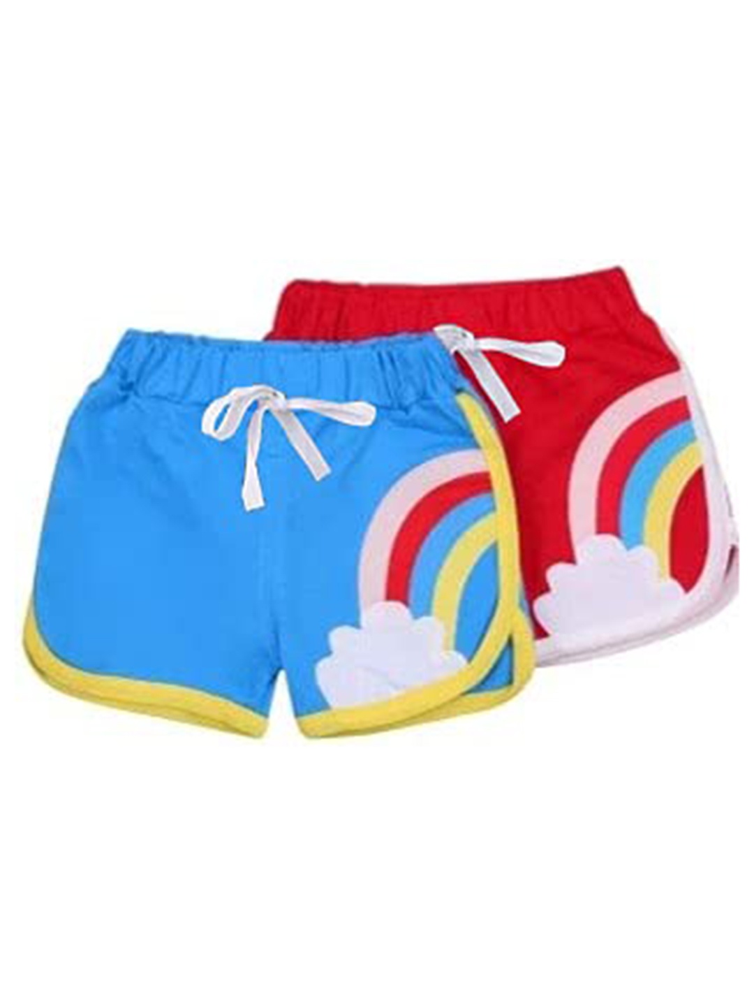 

KYDA KIDS Girls Pack Of 2 Printed Cotton Hot Pants Shorts, Blue