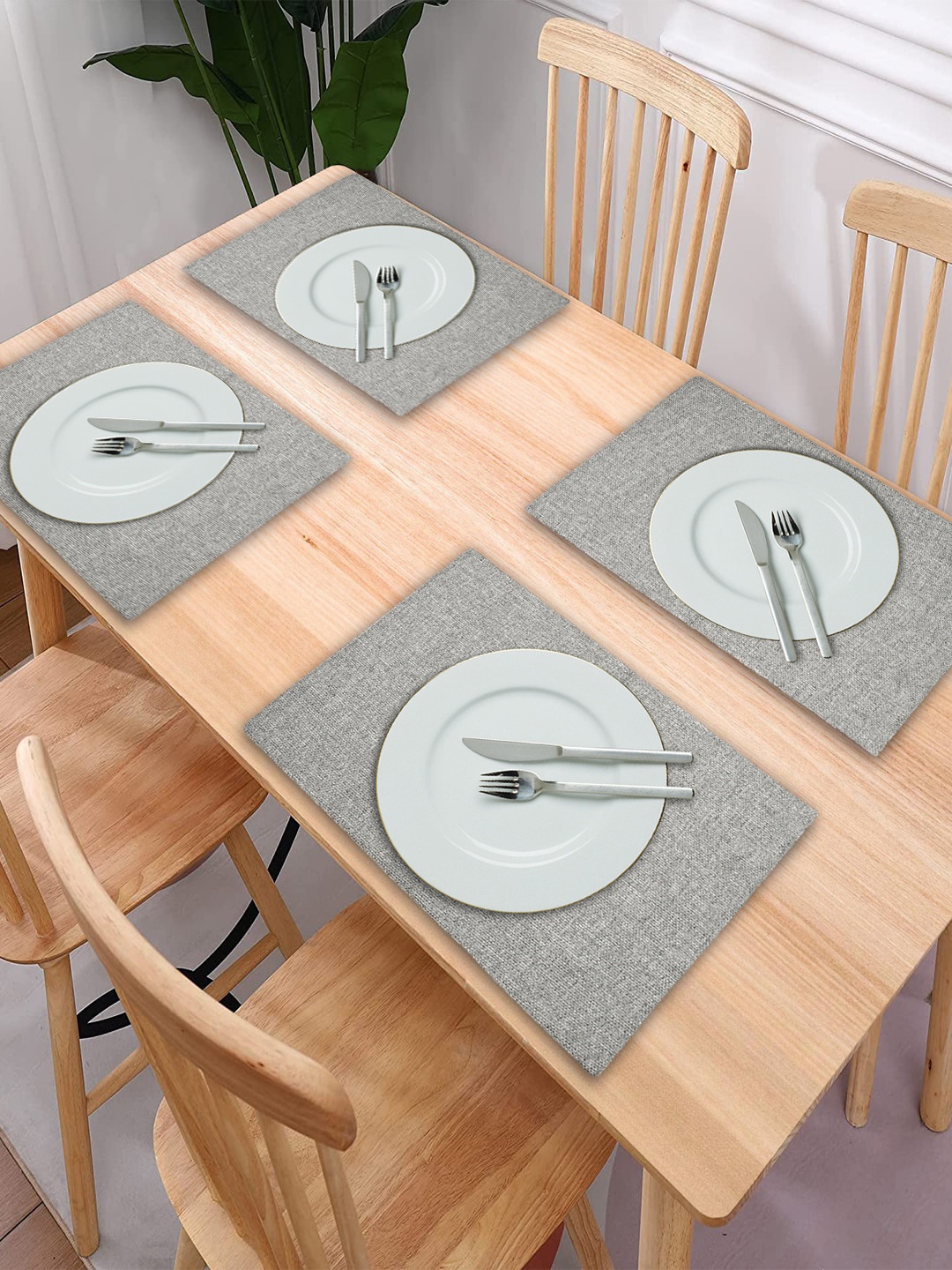 

Kuber Industries Set Of 6 Grey Solid Jute Table Placemats