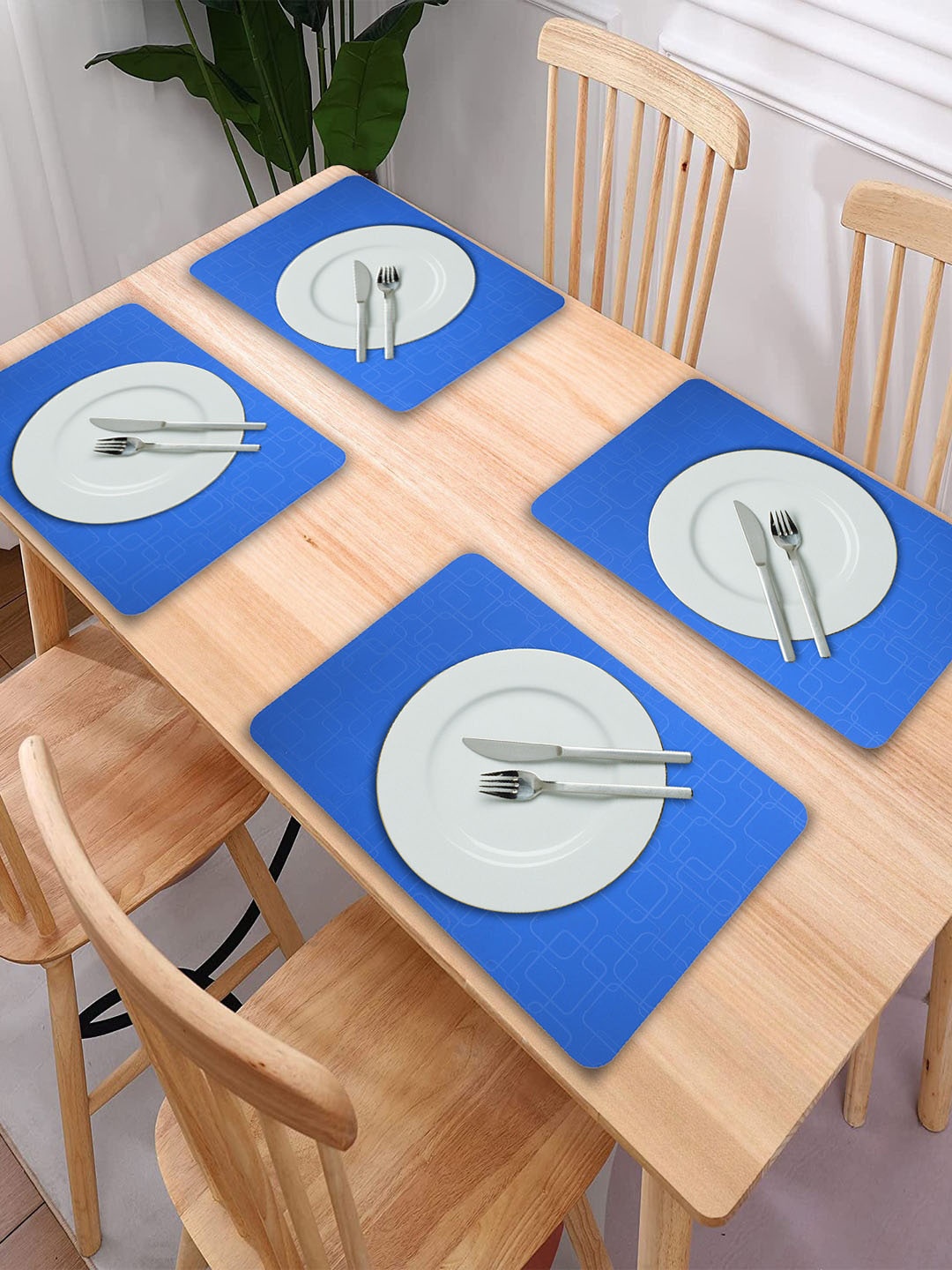 

Kuber Industries Set Of 6 Blue Solid Table Placemats