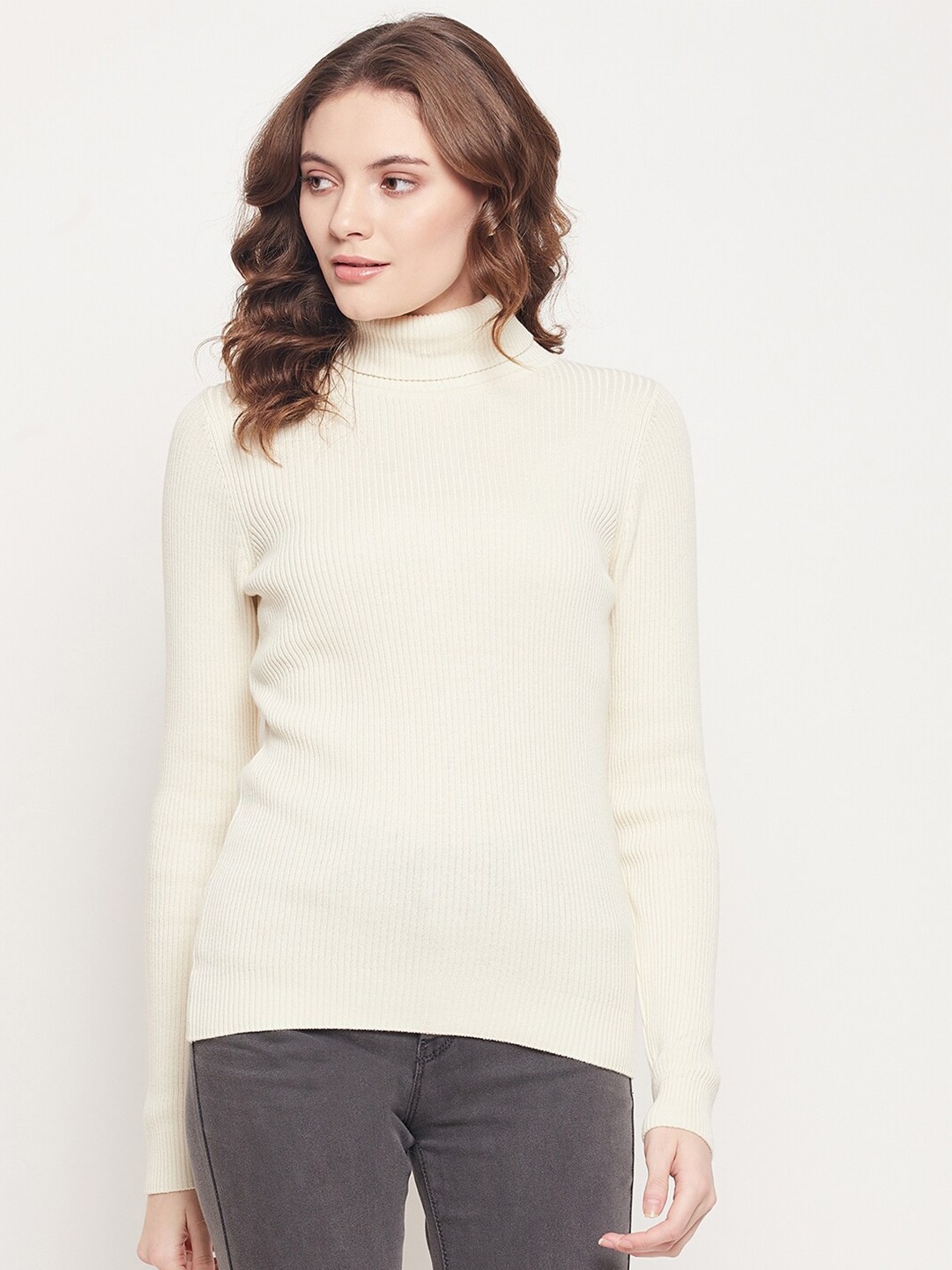 

98 Degree North Women Off White Pullover Sweater