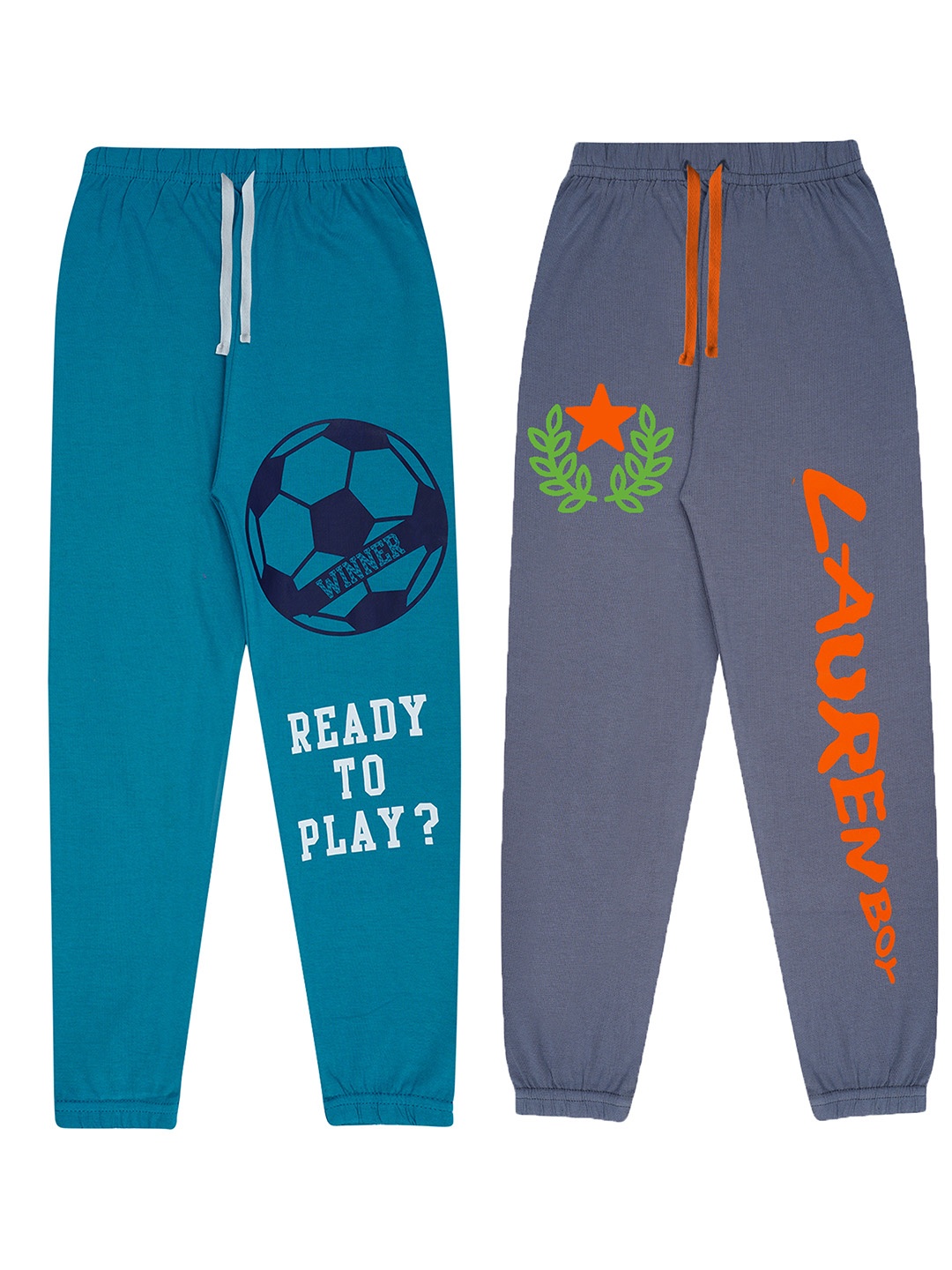 

KYDA KIDS Pack of 2 Printed Cotton Track Pants, Blue
