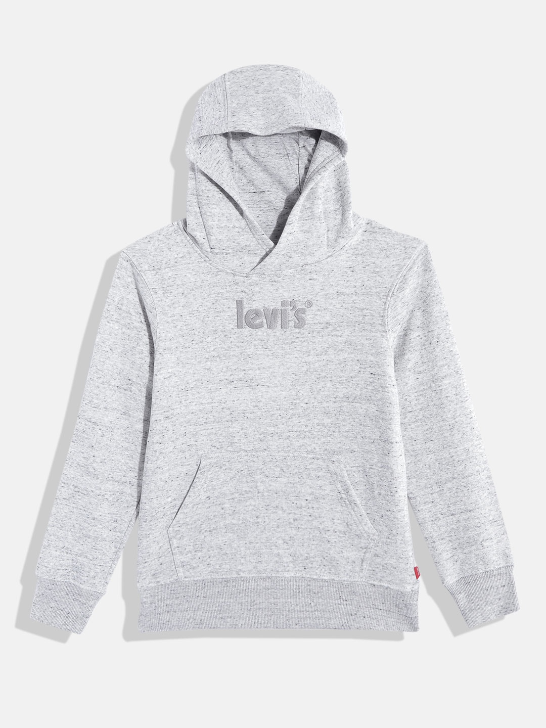 

Levis Boys Grey Melange Brand Logo Embroidered Hooded Sweatshirt