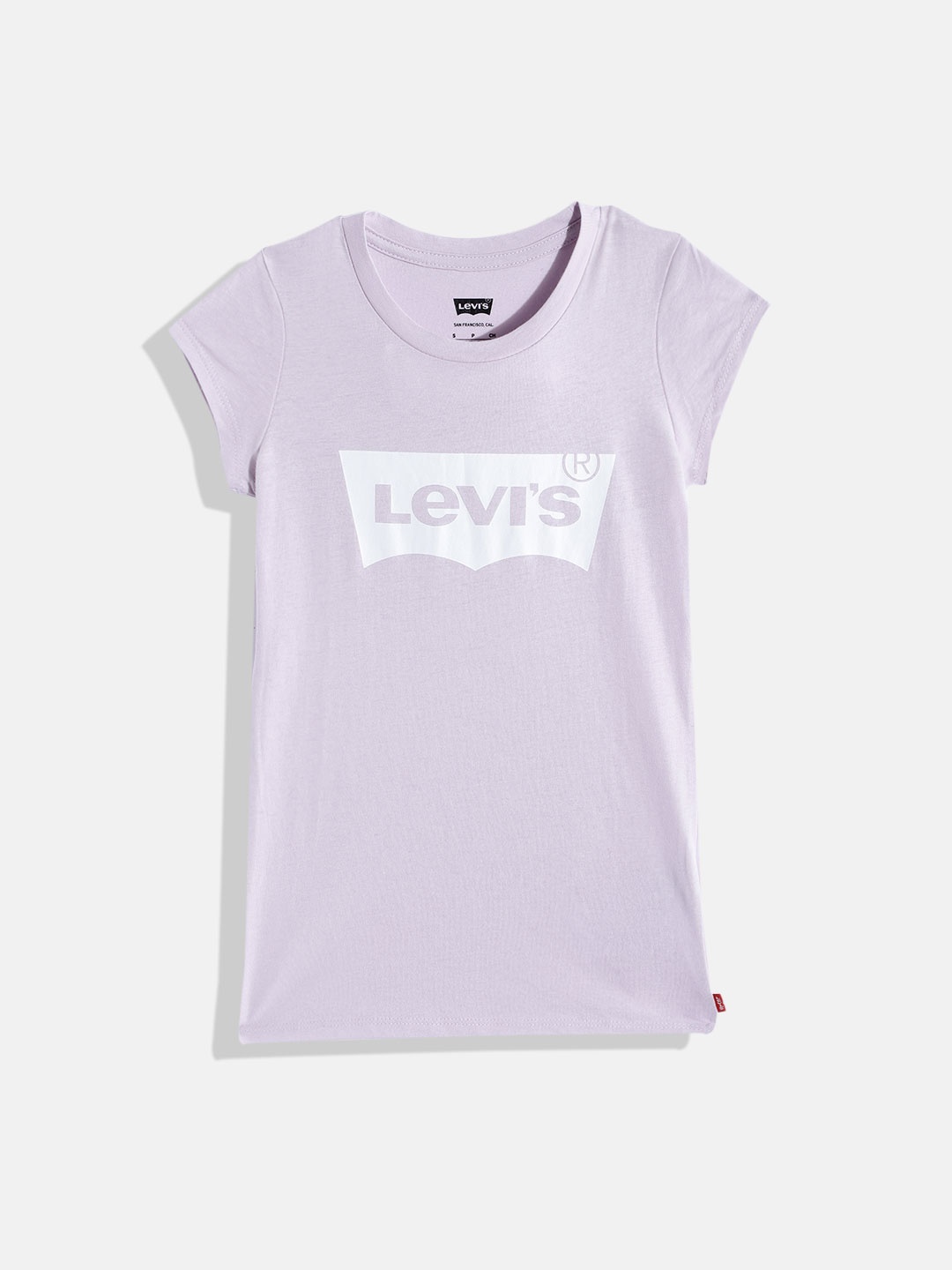 

Levis Girls Lavender & White Brand Logo Printed Pure Cotton T-shirt