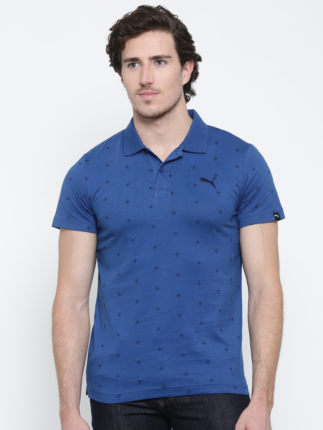 

Puma Men Blue AOP Printed Polo Collar T-shirt