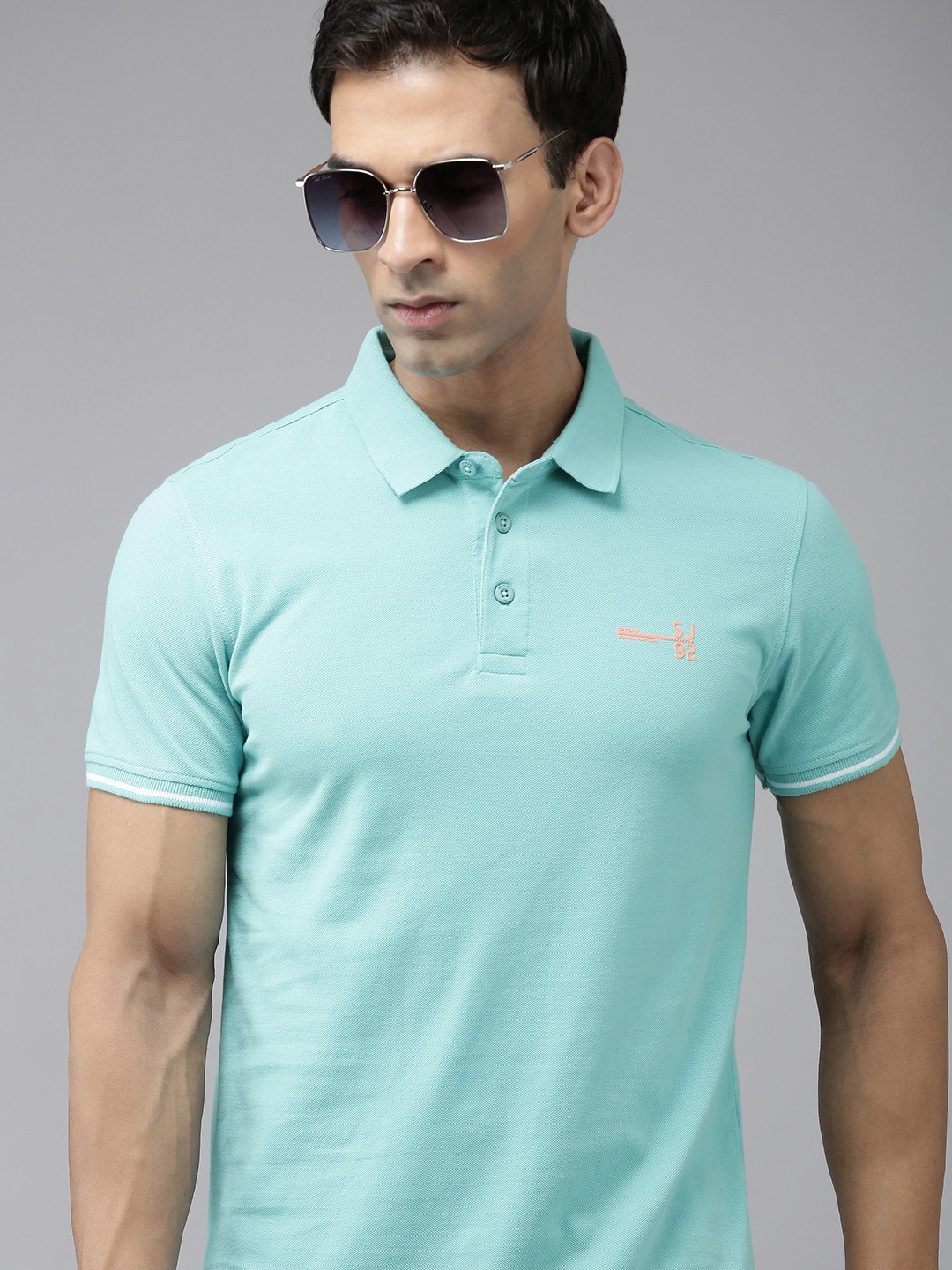 

SPYKAR Polo Collar Pure Cotton Slim Fit T-shirt, Blue