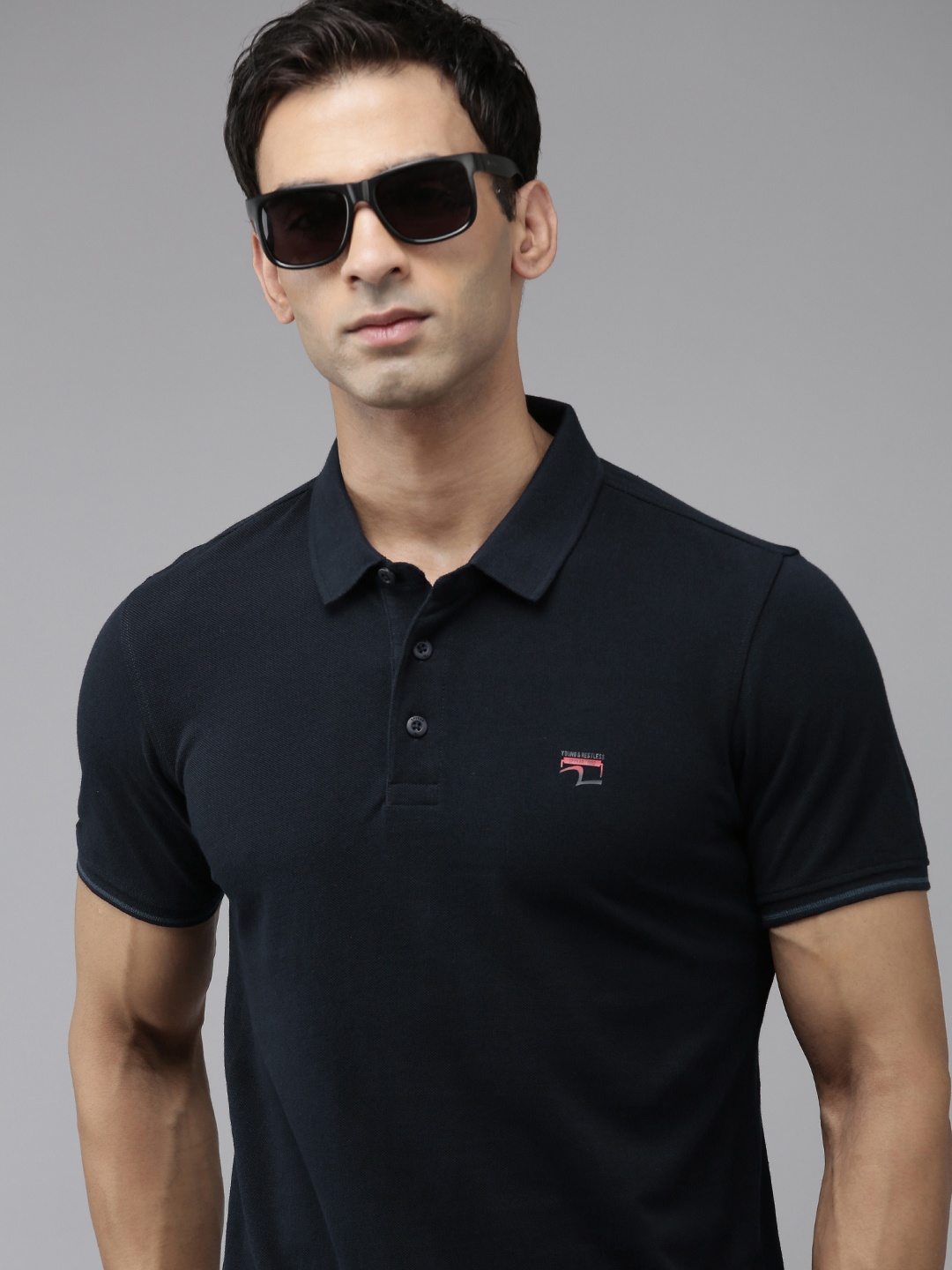 

SPYKAR Polo Collar Pure Cotton Slim Fit T-shirt, Navy blue