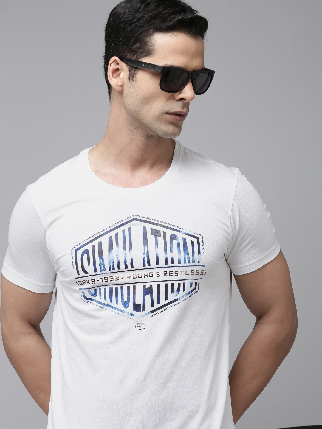 

SPYKAR Graphic Printed Slim Fit Casual T-shirt, White