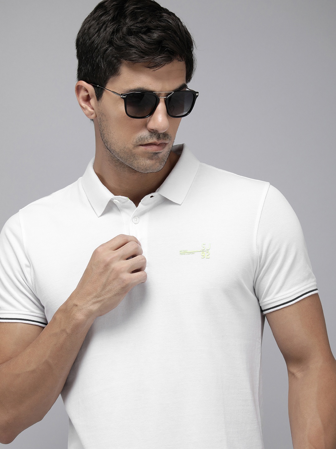 

SPYKAR Polo Collar Pure Cotton Applique Slim Fit T-shirt, White