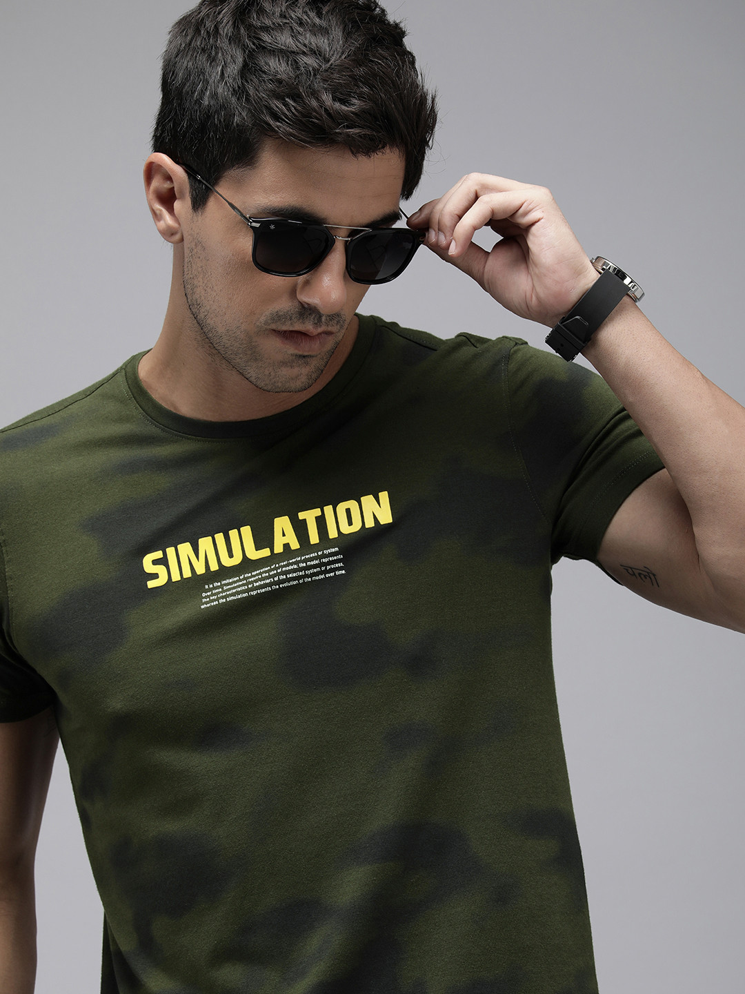 

SPYKAR Graphic Typography Printed Slim Fit T-shirt, Green