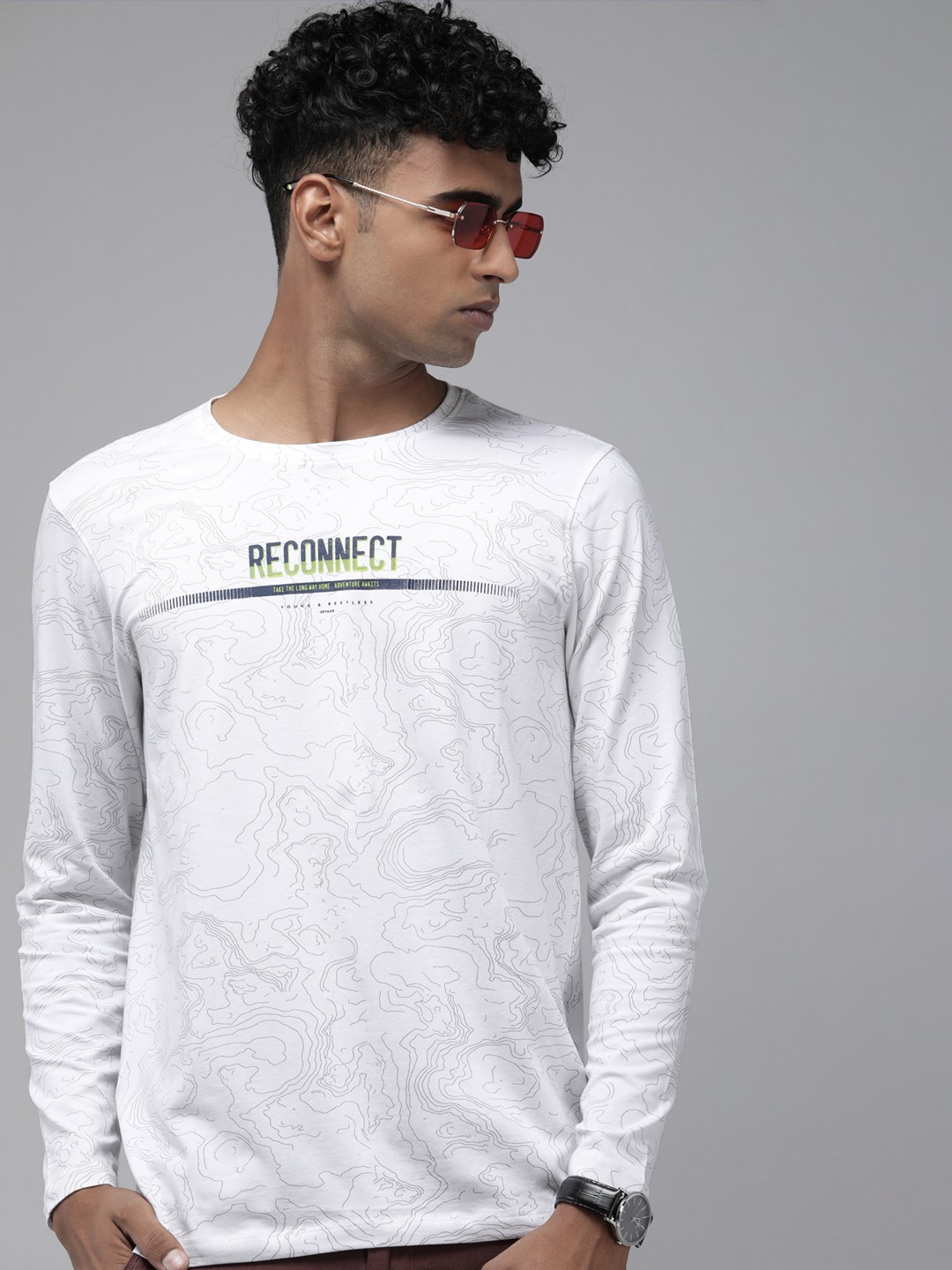 

SPYKAR Abstract Printed Applique Slim Fit T-shirt, White