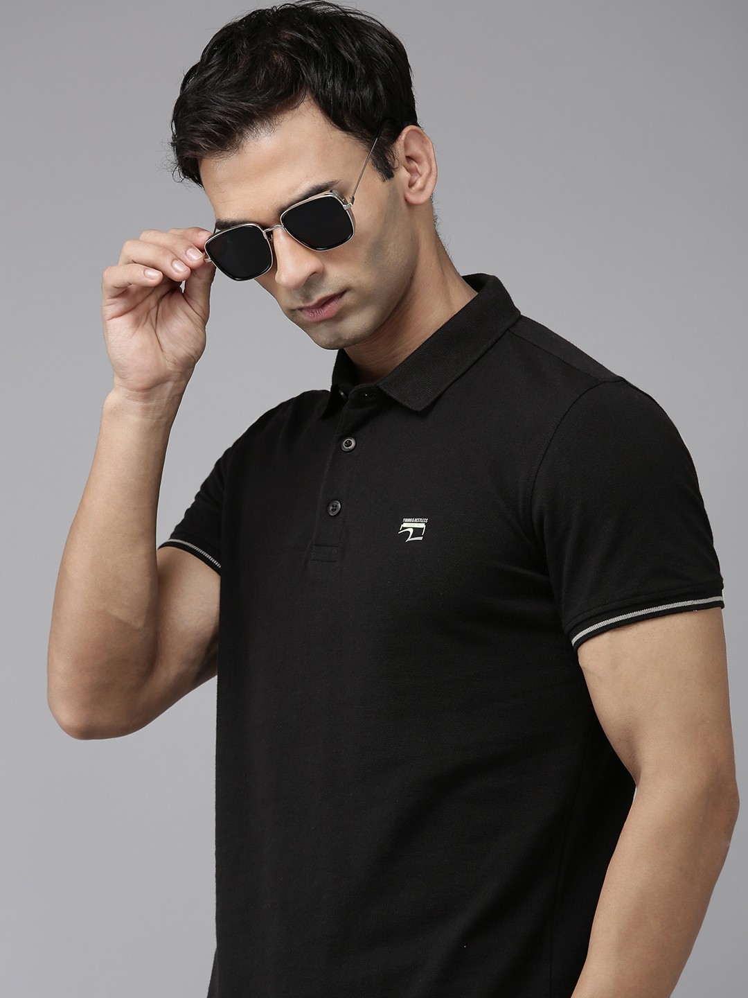 

SPYKAR Polo Collar Pure Cotton Slim Fit T-shirt, Black