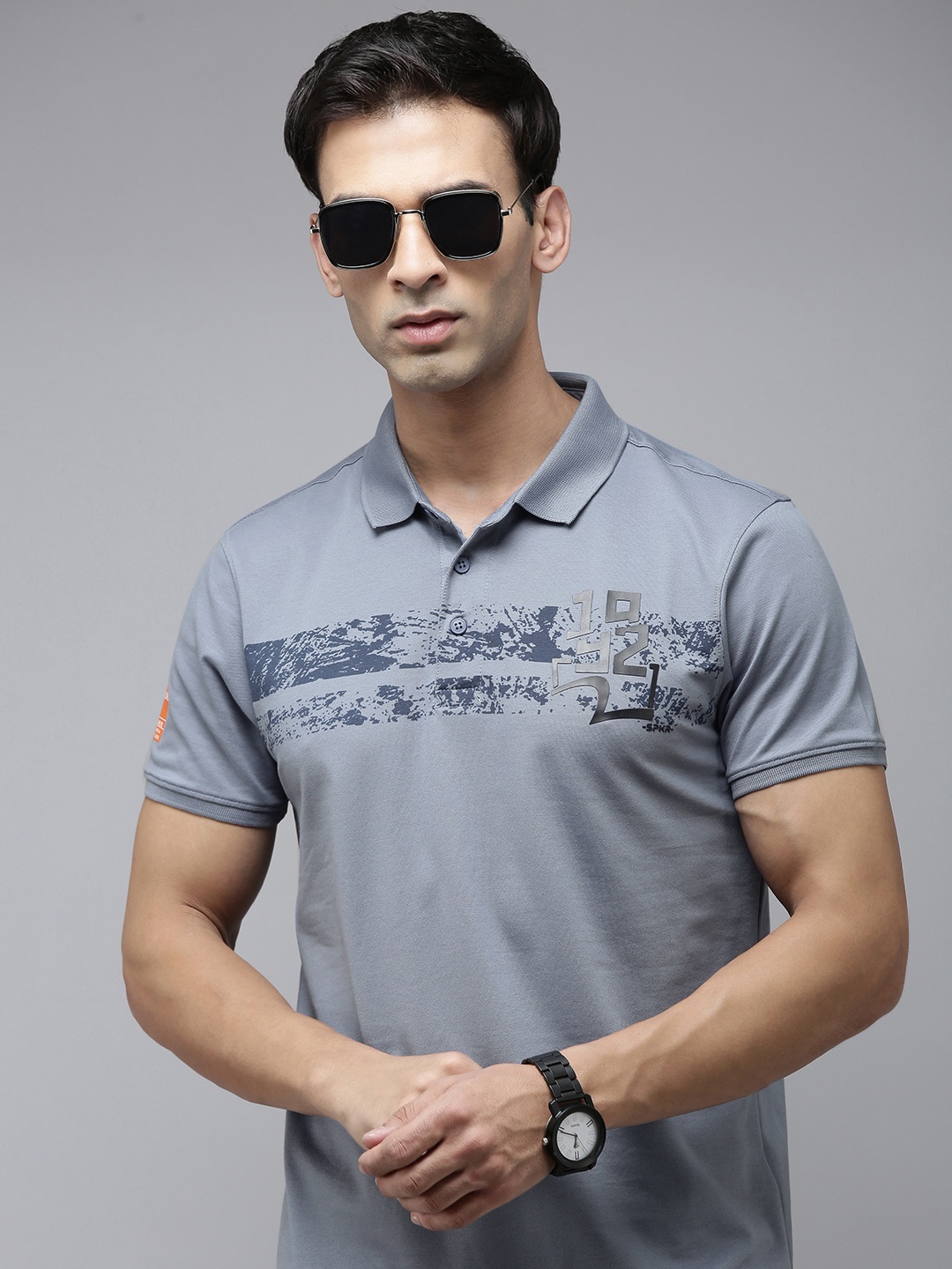 

SPYKAR Printed Polo Collar Slim Fit T-shirt, Blue