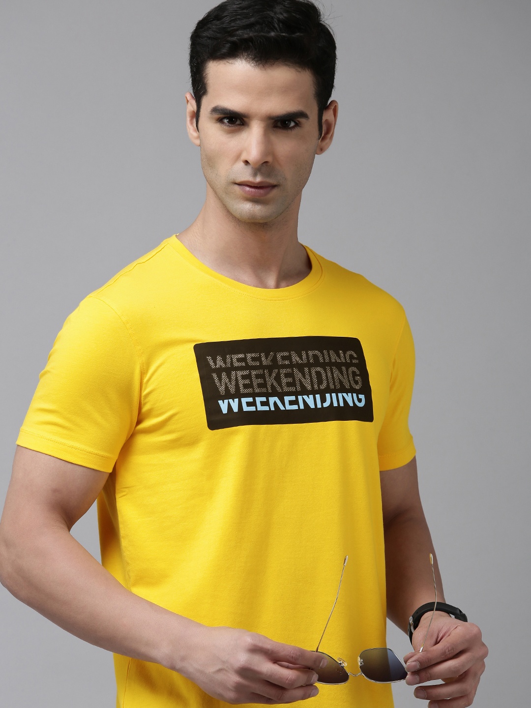 

SPYKAR Typography Printed T-shirt, Yellow