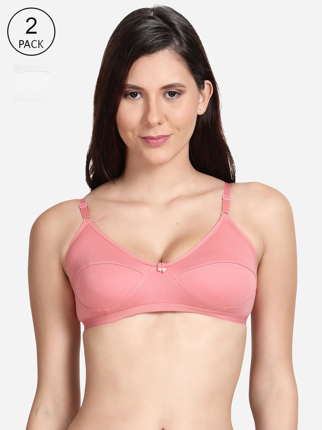 

Shyaway Pack of 2 Women Pink & White Non Wired Medium Coverage Everyday Bra