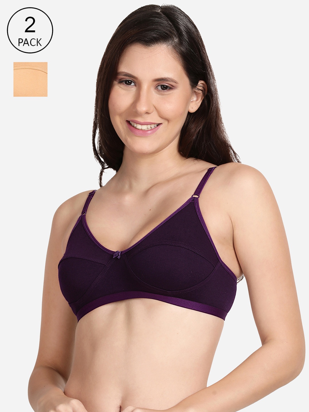 

Shyaway Pack of 2 Women Nude-Coloured & Purple Non-Wired Bra