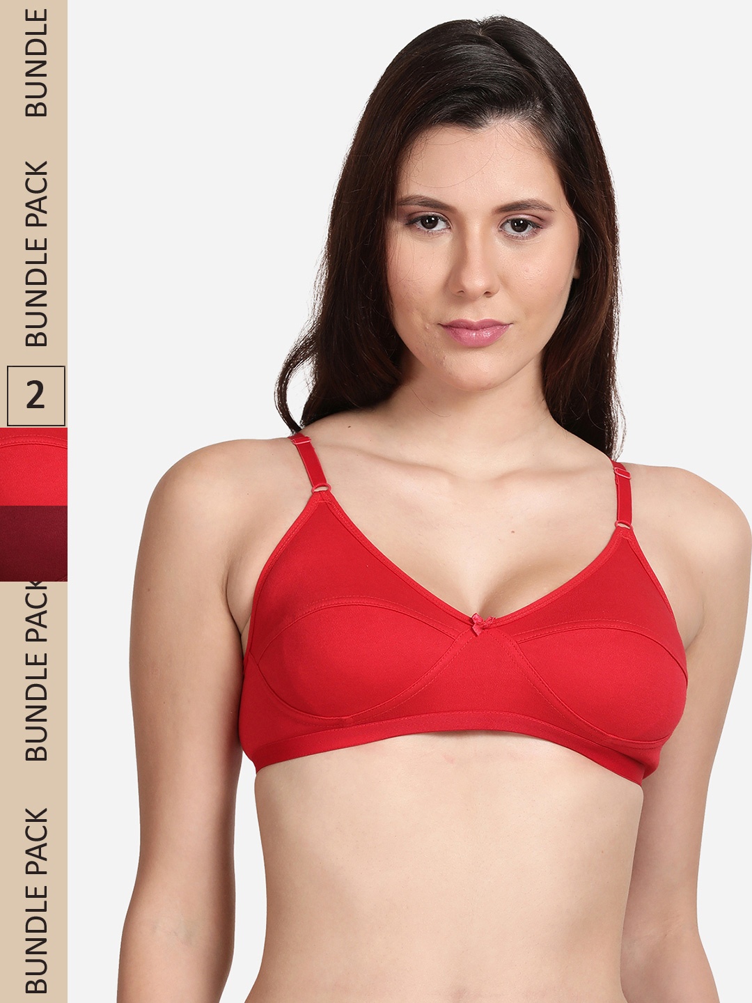 

Shyaway Pack Of 2 Maroon & Red Cotton Bra