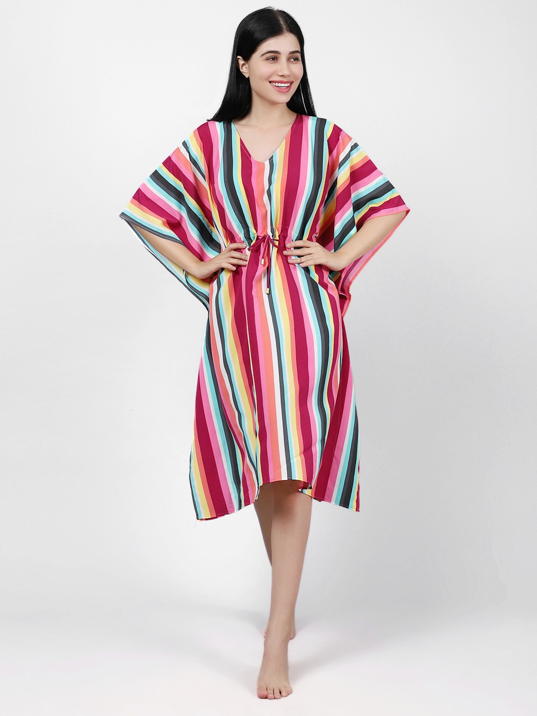 

EROTISSCH Women Pink Striped Cover-Up Dress