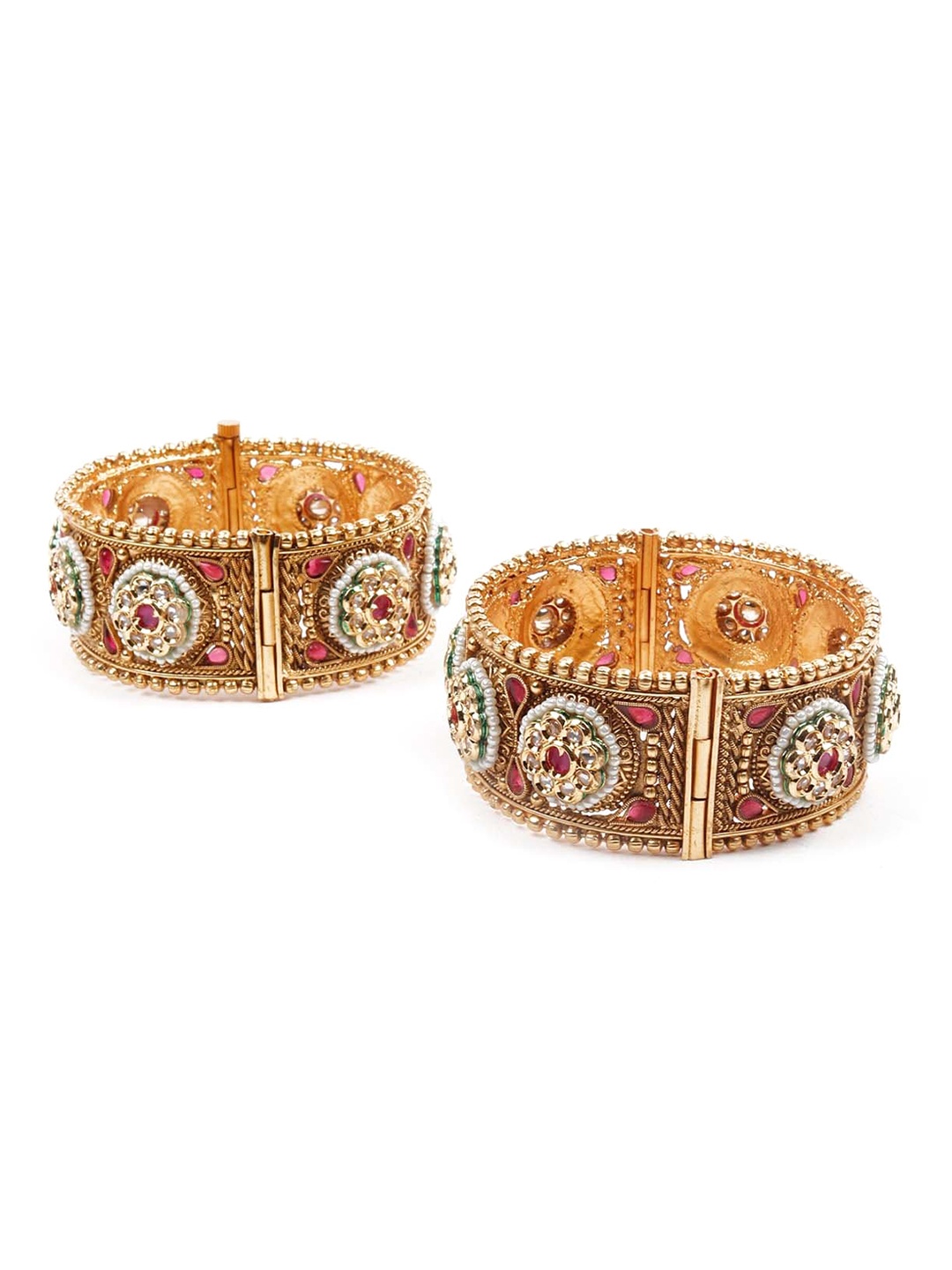 

ODETTE Set of 2 Gold Plated Ethnic Bangles