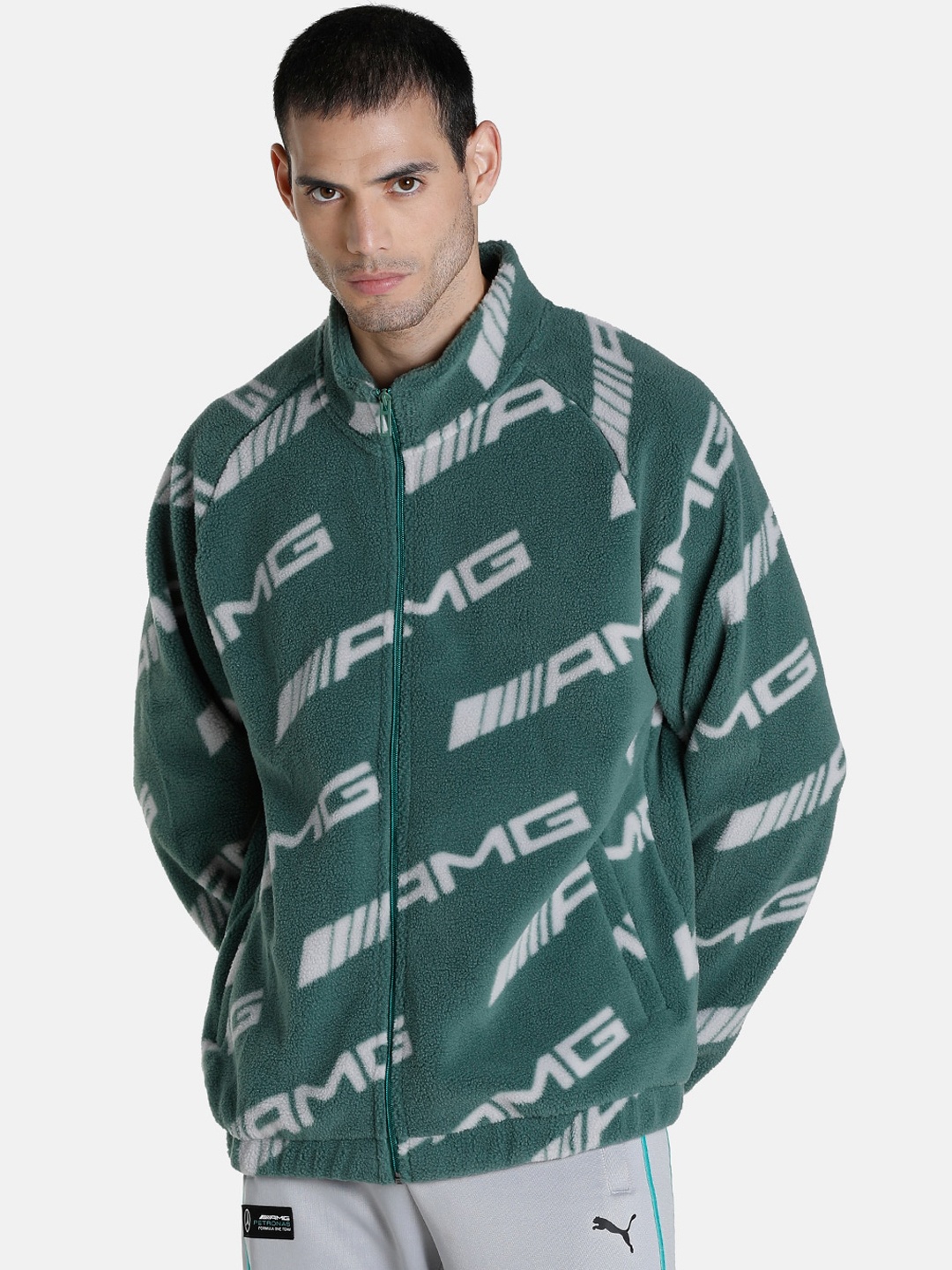 

PUMA Men Green Mercedes-AMG Petronas Motorsport F1 Fleece Sporty Jacket