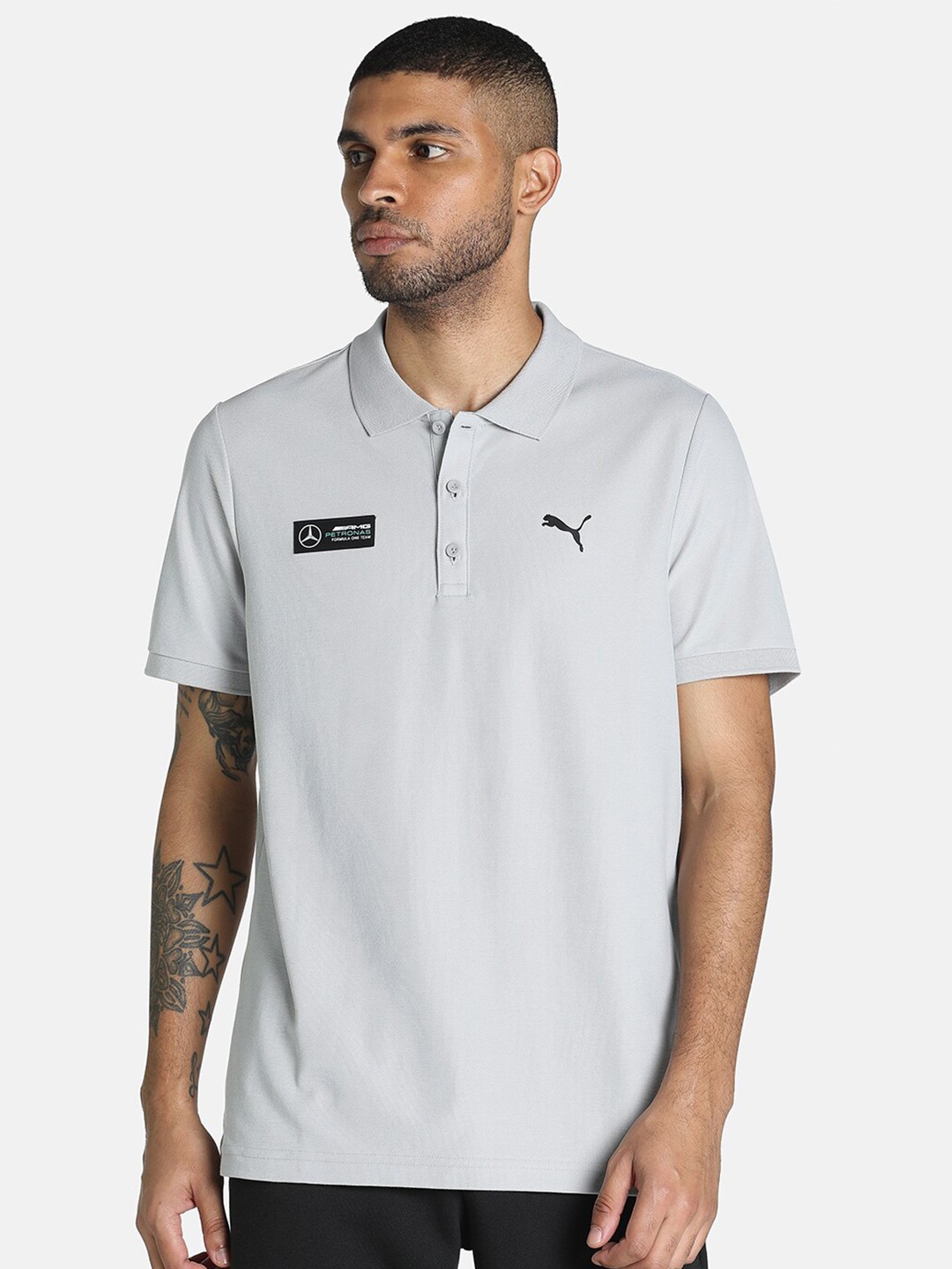 

PUMA Motorsport Men Grey Mercedes F1 MCS Regular Fit Polo T-shirt