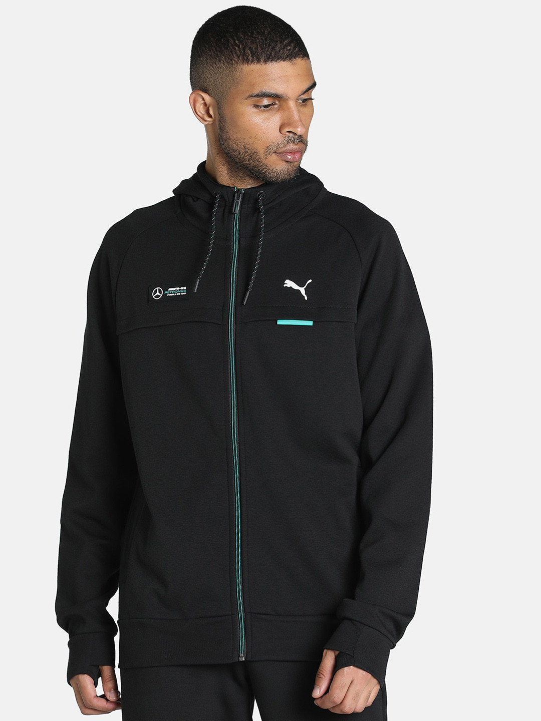 

PUMA Motorsport Mercedes-AMG Petronas MF1 Hooded Regular Fit Sporty Jacket, Black