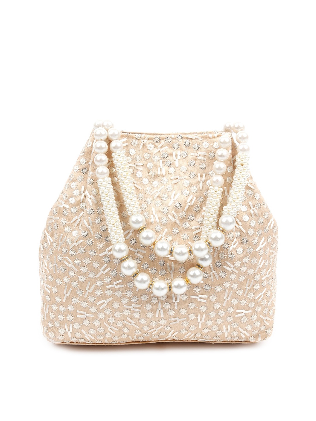 

ODETTE Women Gold-Toned Embellished Structured Handheld Bag