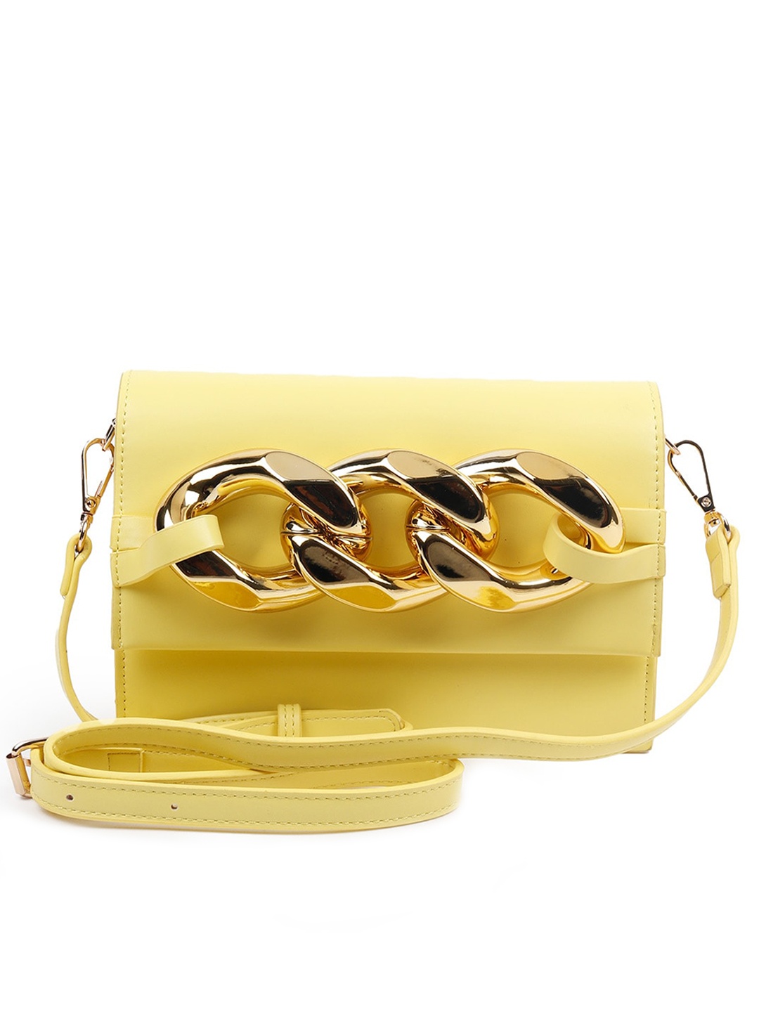 

ODETTE Women Yellow Half Moon Sling Bag