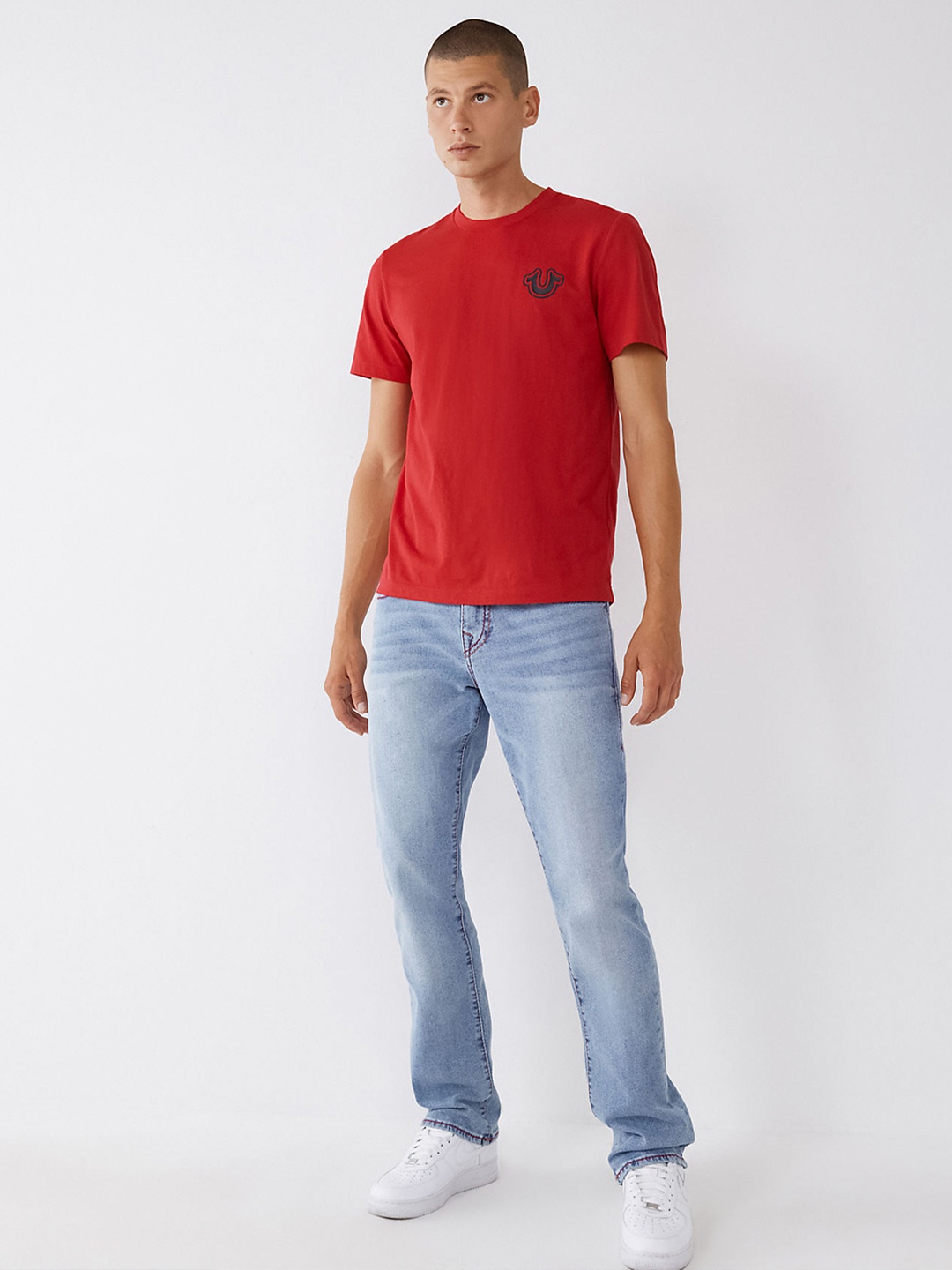 

True Religion Men Big T Ricky Low Distress Light Fade Jeans, Blue