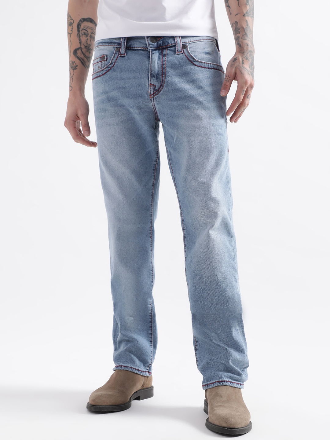 

True Religion Men SN Rocco Highly Distressed Heavy Fade Jeans, Grey