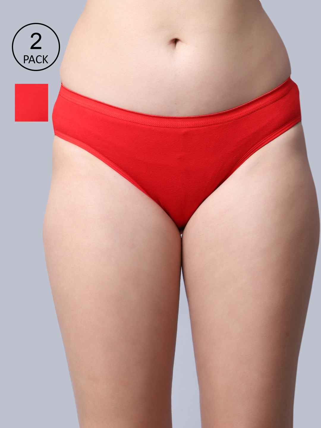 

GRACIT Women Pack Of 2 Red Solid Cotton Hipster Briefs