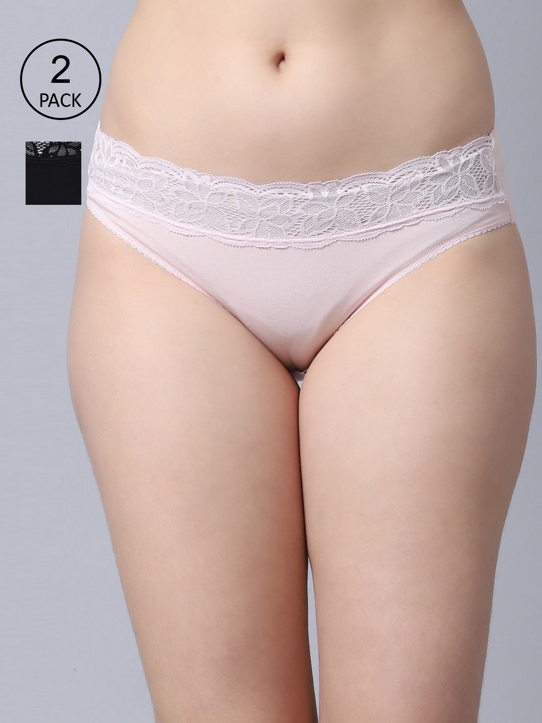 

GRACIT Women Pack Of 2 Solid Hipster Briefs, Black