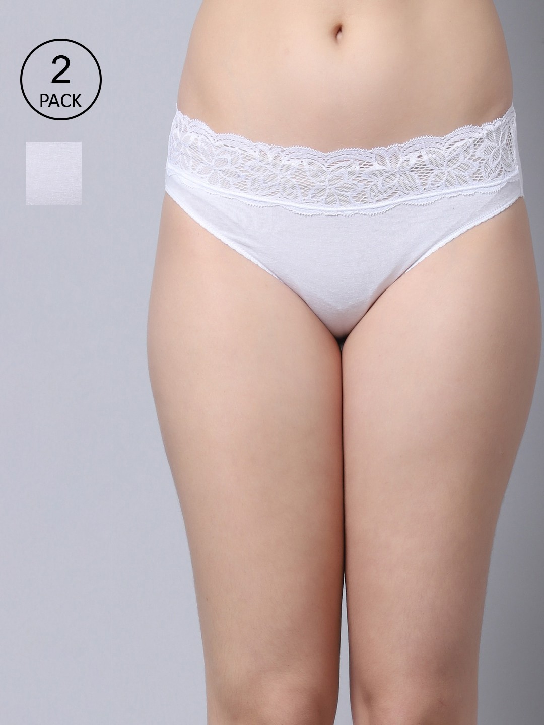 

GRACIT Women White Pack of 2 Solid Cotton Hipster Briefs