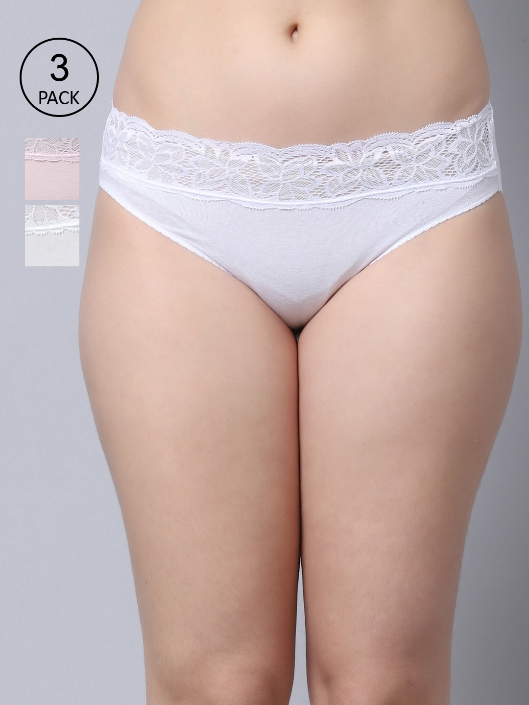 

GRACIT Women Pack Of 3 Solid Hipster Briefs, White