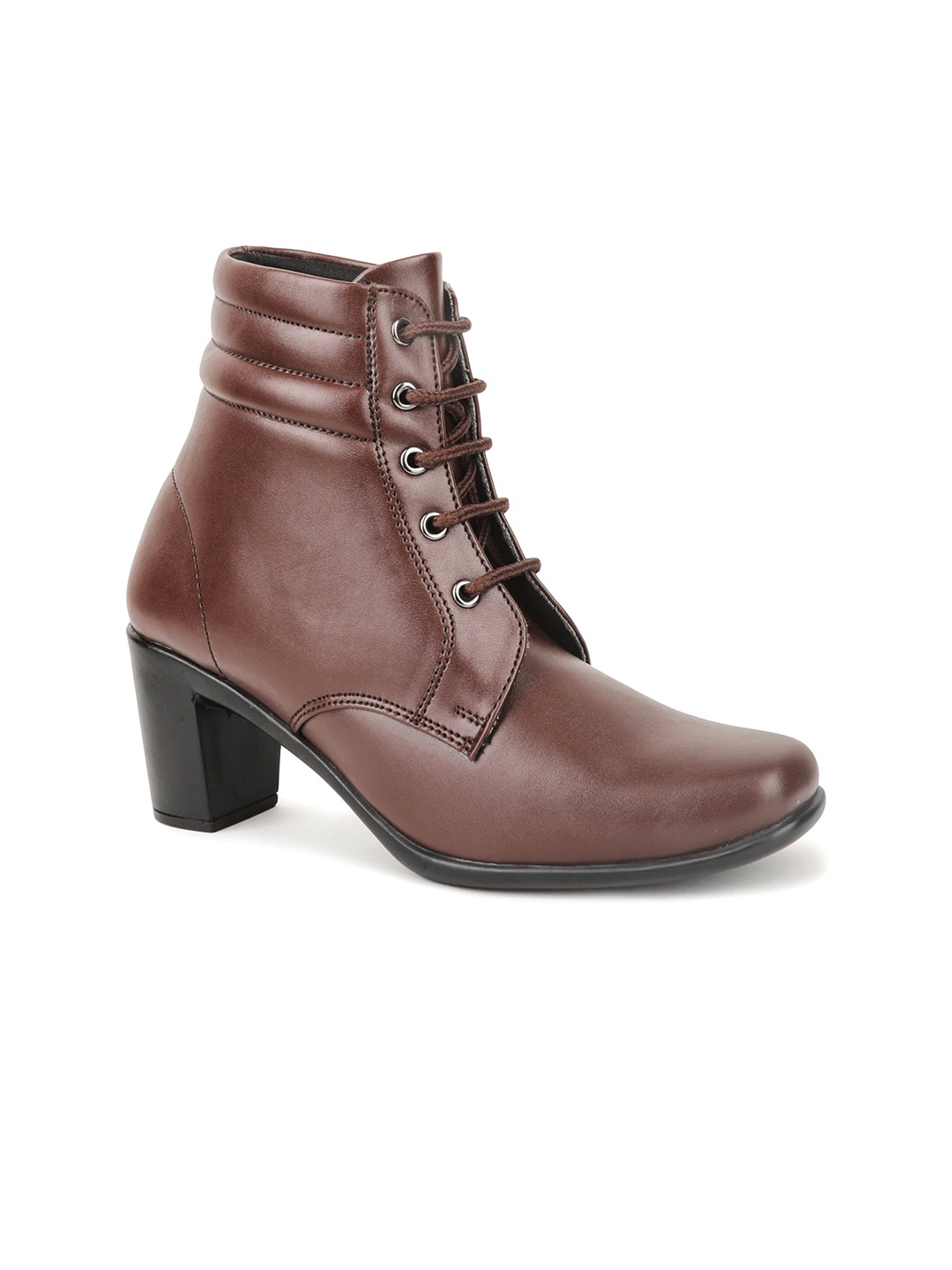 

VALIOSAA Women Brown Solid Leather Ankle Boots