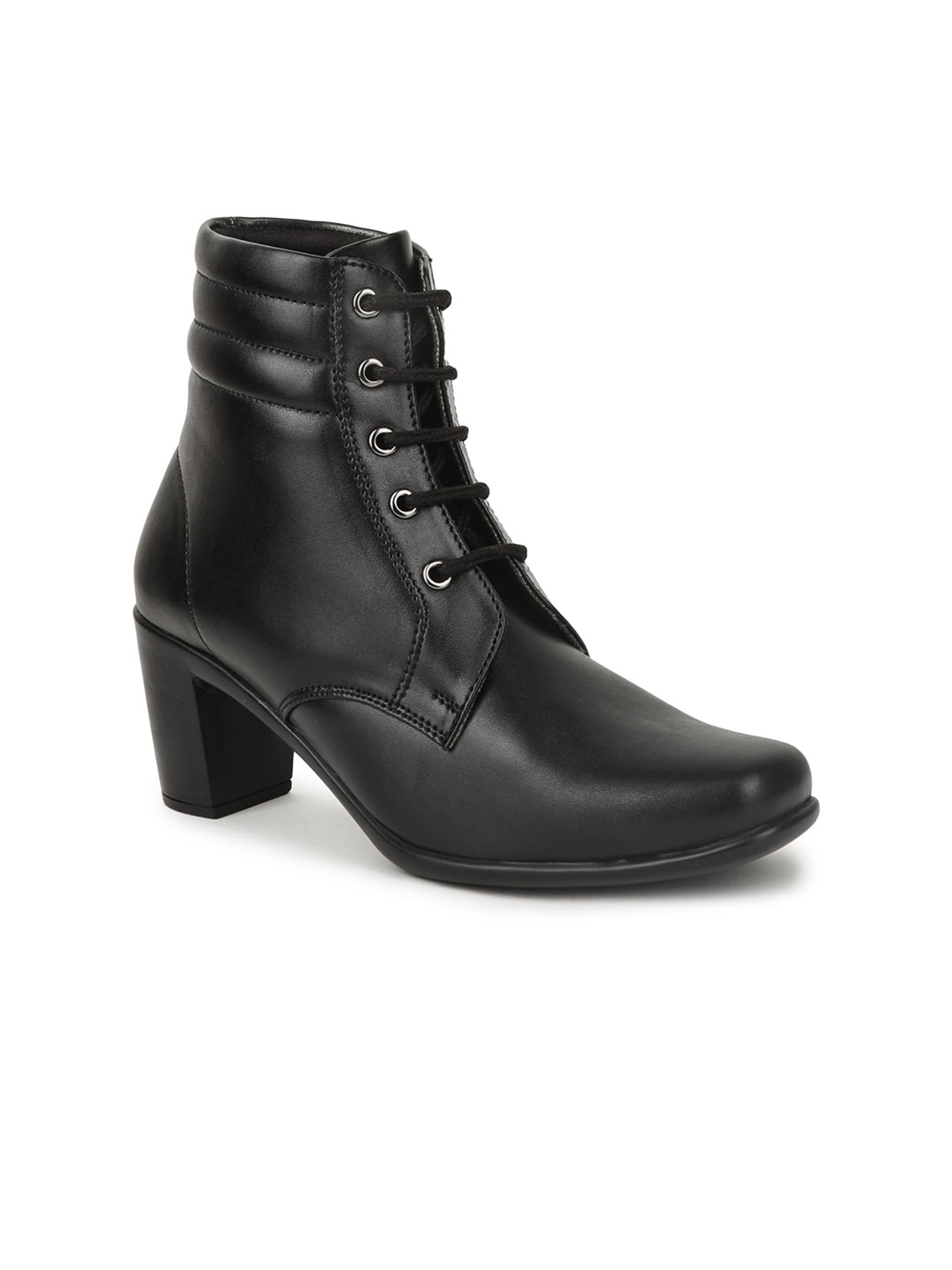 

VALIOSAA Women Black Solid Heeled Boots