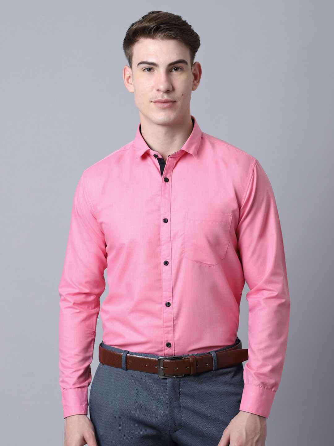 

Majestic Man Men Pink Slim Fit Formal Shirt