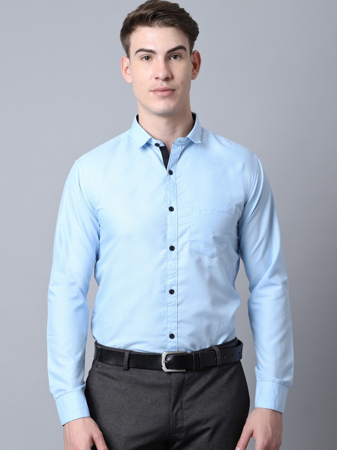 

Majestic Man Men Blue Slim Fit Casual Shirt