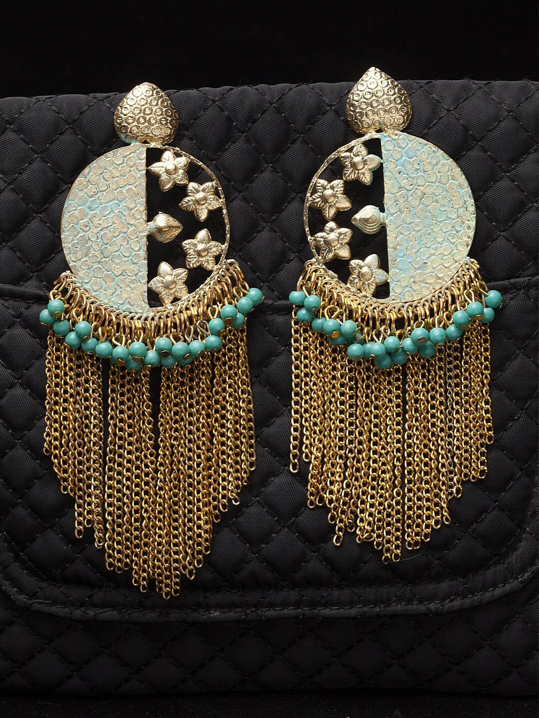 

Sangria Women Gold-Toned & Blue Contemporary Drop Earrings