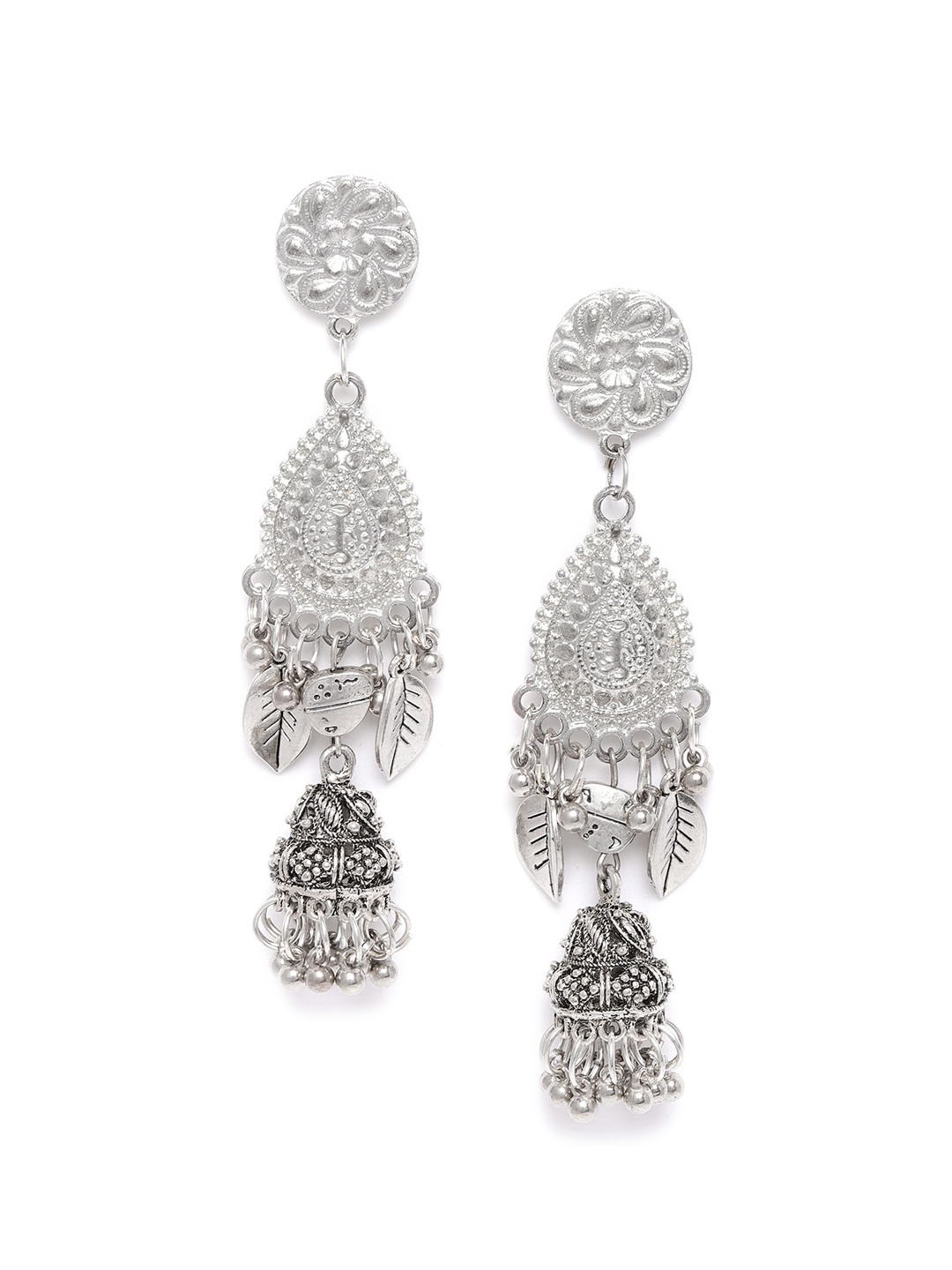 

Sangria Silver Plated Contemporary Jhumkas Earrings