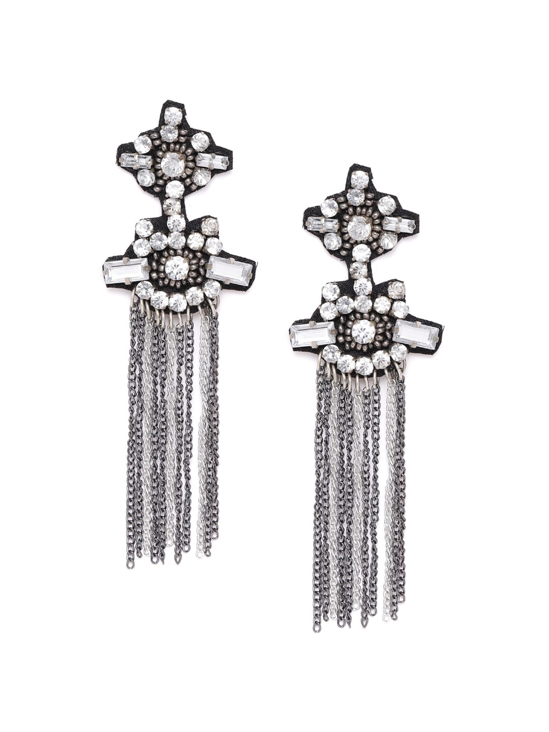 

Sangria Women Silver-Toned Contemporary Drop Earrings