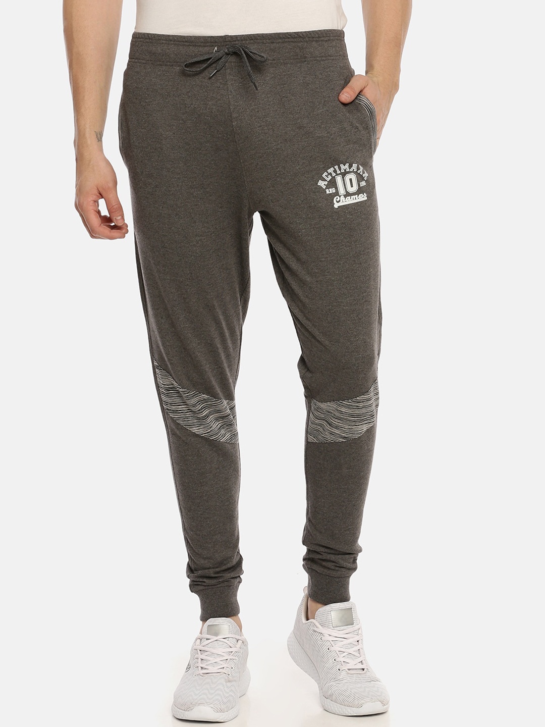 

ACTIMAXX Men Charcoal Grey Colourblocked Cotton Joggers