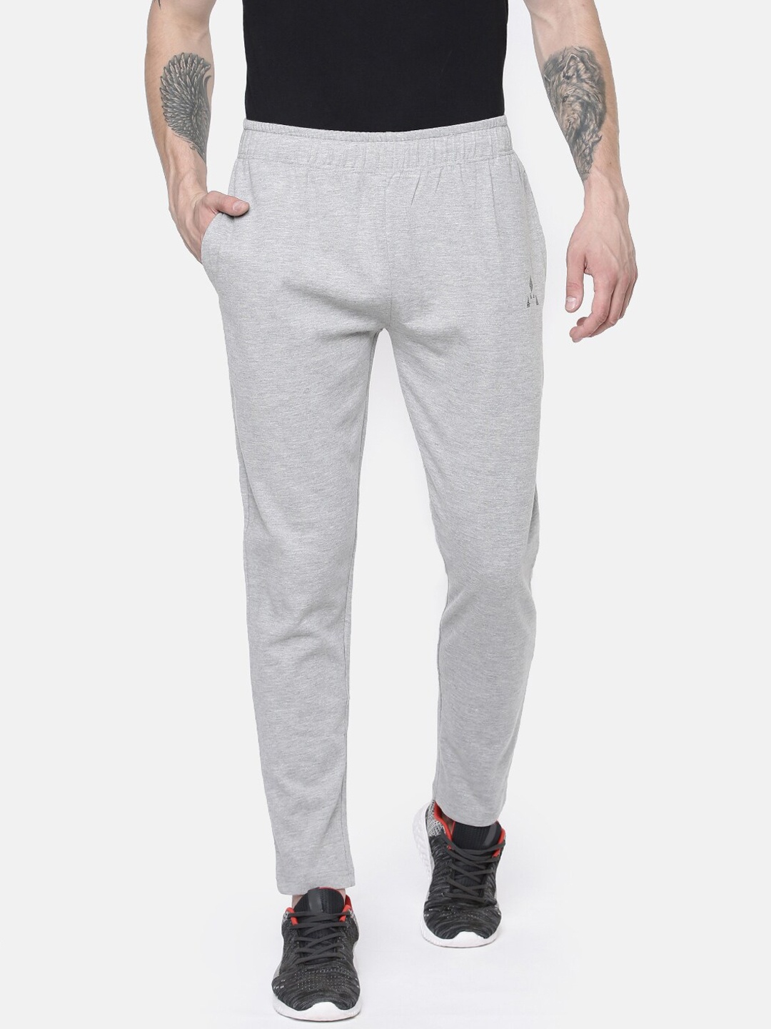 

ACTIMAXX Men Grey Melange Solid Cotton Track Pants
