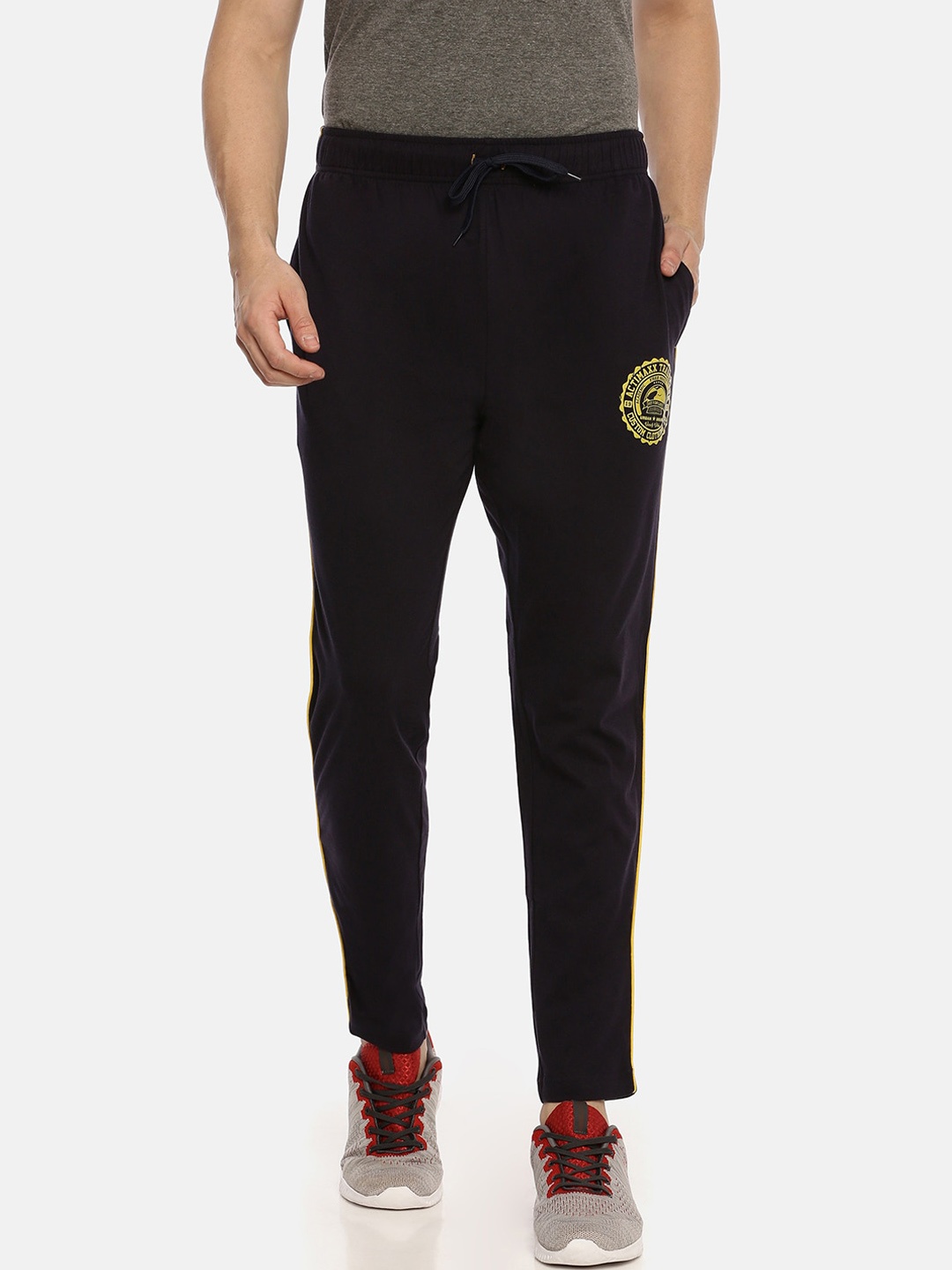 

ACTIMAXX Men Navy Blue Solid Brand Logo Print Cotton Anti Odour Track Pant
